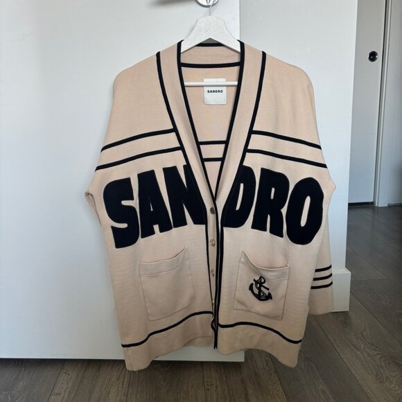 Sandro Santana Logo-embroidered Oversized-fit Knitted Cardigan - Picture 5 of 14